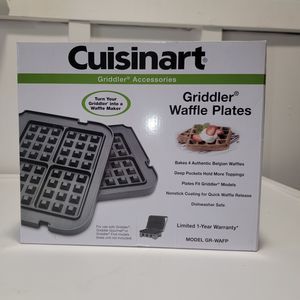 NEW Cuisinart GR-WAFP Griddler Waffle Plates Black Griddler Brand New